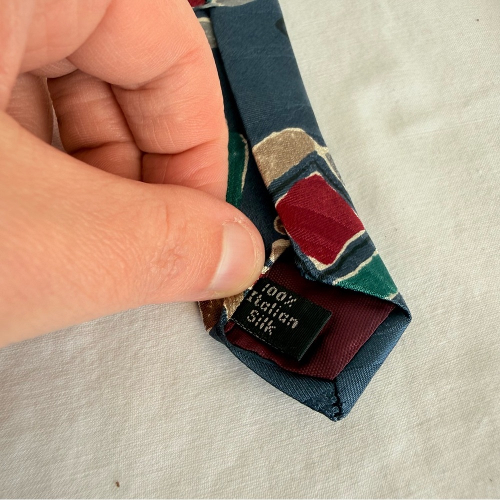 Vintage George Machado Zylos Silk Necktie Abstract Retro 90s Italian Silk - Picture 6 of 7